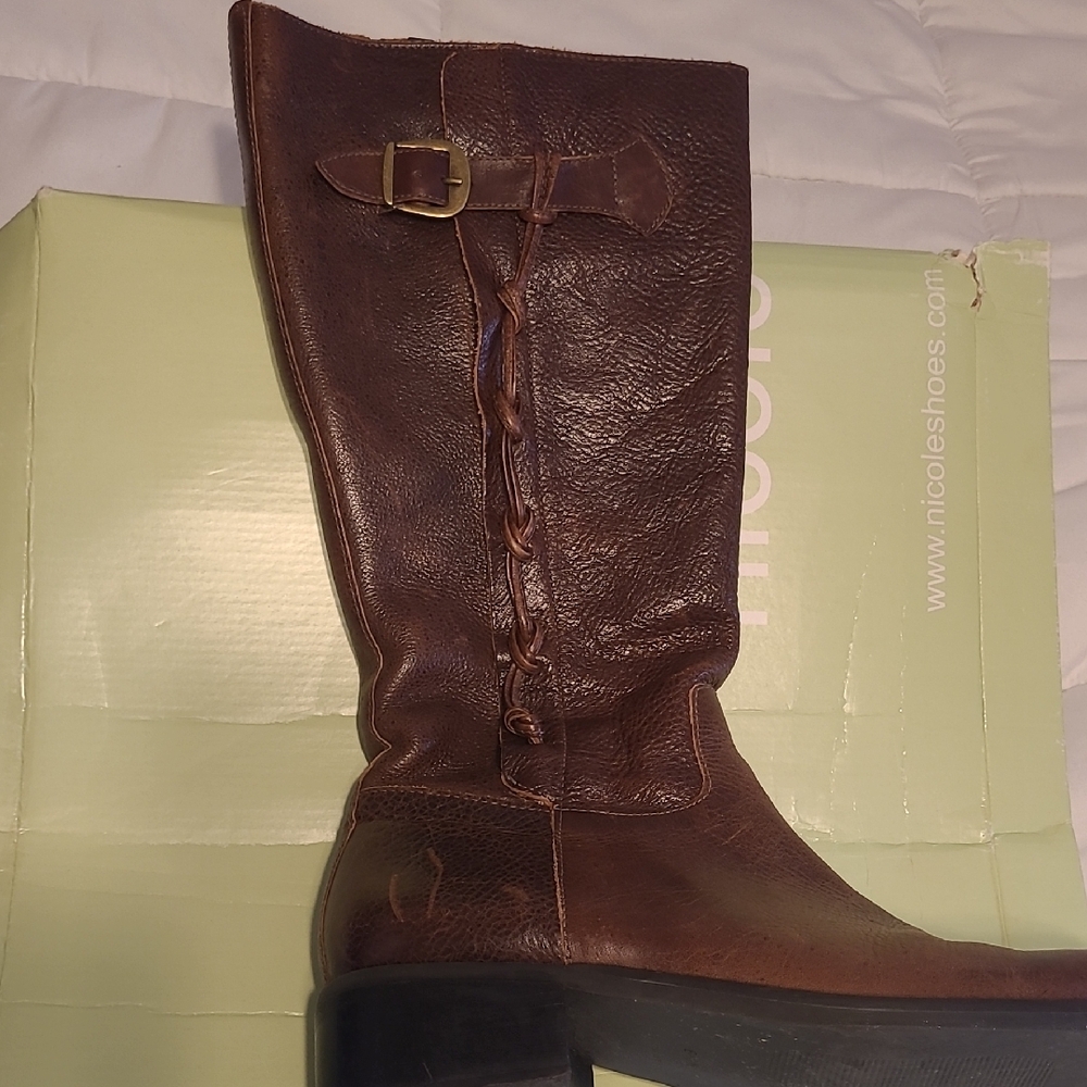 Brown Leather Knee-High Boots